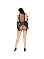 Leg Avenue 81679 - Mini Abito e Guanti in Pizzo Nero Taglia Unica