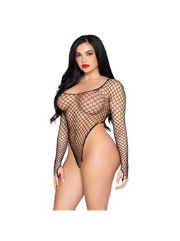 Leg Avenue 89377 - One Size Black Stretch Wide Mesh Bodysuit