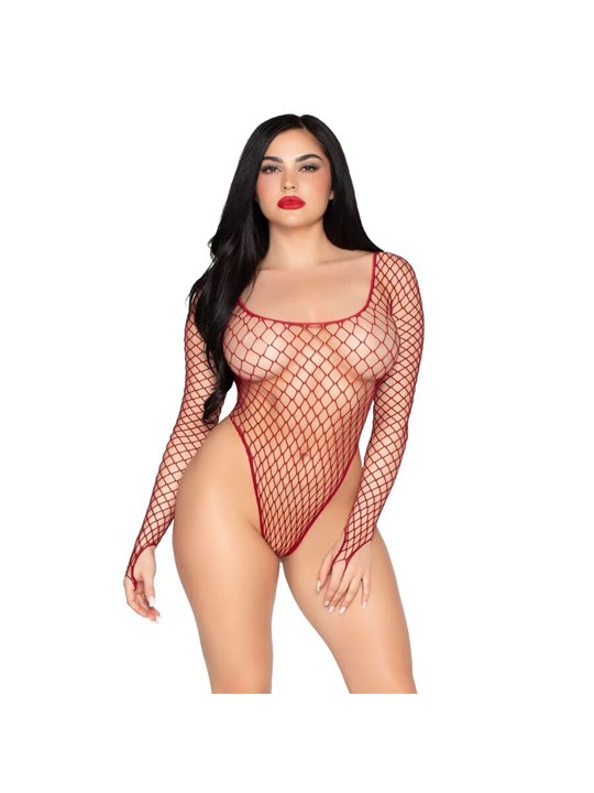 Leg Avenue 89377 - Body Elasticizzato a Rete Larga Taglia Unica Rosso