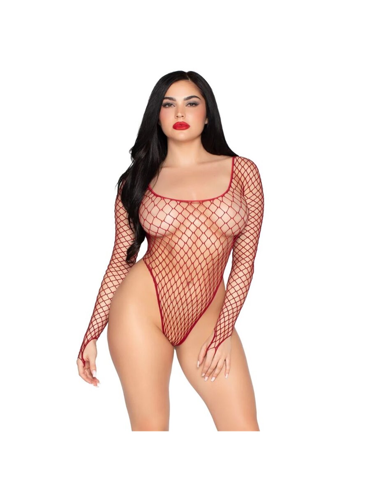 Leg Avenue 89377 - Body Elasticizzato a Rete Larga Taglia Unica Rosso