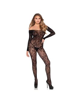 Leg Avenue 89366 - Bodystocking in Pizzo Floreale Nero Taglia Unica
