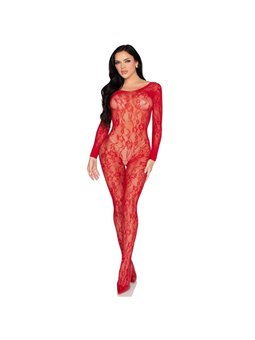 Leg Avenue 89366 - Red Floral Lace Bodystocking One Size