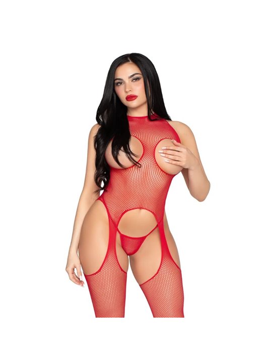 Leg Avenue 89374 - Bodystocking senza Coppe e Cavallo Taglia Unica Rosso