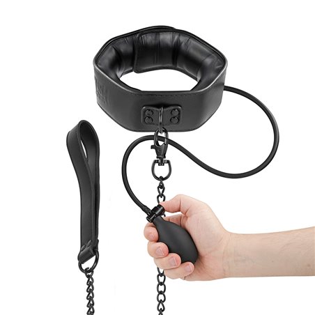 Fetish Submissive Bondage - Inflatable Strangulation Collar with Chain