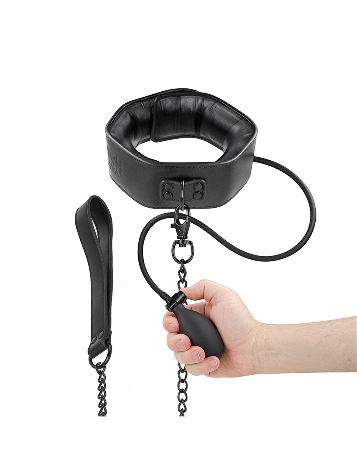 Fetish Submissive Bondage - Collare Gonfiabile da Strangolamento con Catena