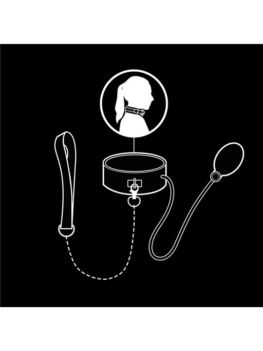 Fetish Submissive Bondage - Inflatable Strangulation Collar with Chain