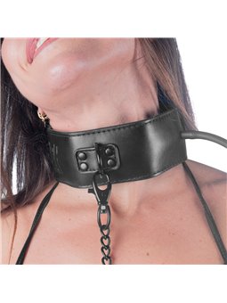 Fetish Submissive Bondage - Inflatable Strangulation Collar with Chain