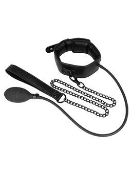 Fetish Submissive Bondage - Inflatable Strangulation Collar with Chain