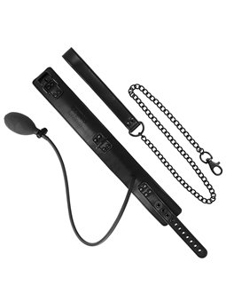 Fetish Submissive Bondage - Inflatable Strangulation Collar with Chain