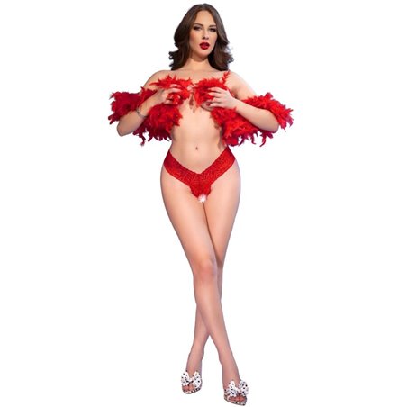 Chilirose Cr 4885 - Perizoma Rosso con Cavallo Aperto Taglia S