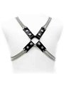 Leather Body Bdsm - Imbracatura in Pelle Nera con Catene