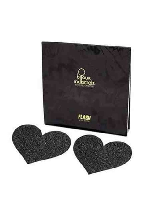 Bijoux - Indiscrets Flash Black Heart Nipple Cuts