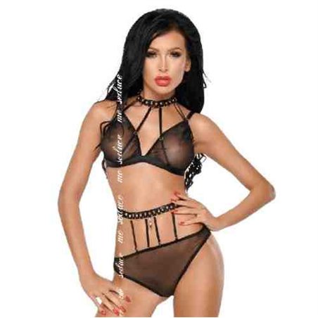 Me-Seduce Dotty 2 Pieces Set Black S/M