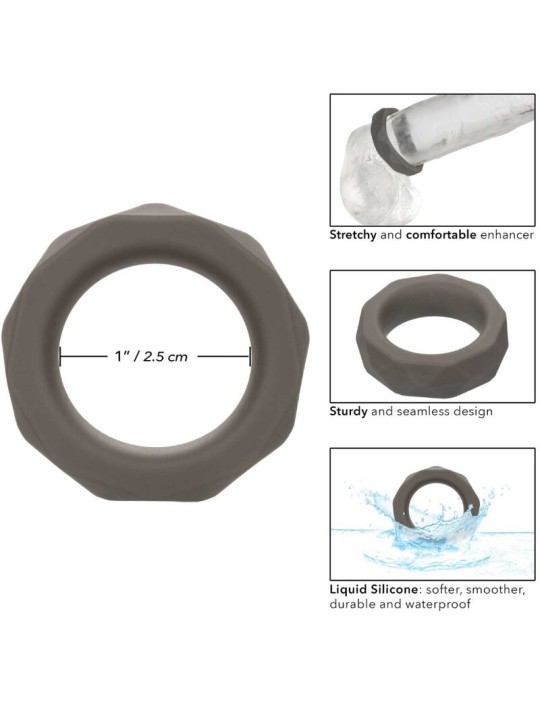 Calexotics Alpha Prolong Prismatic Ring - Anello Fallico in Silicone Grigio