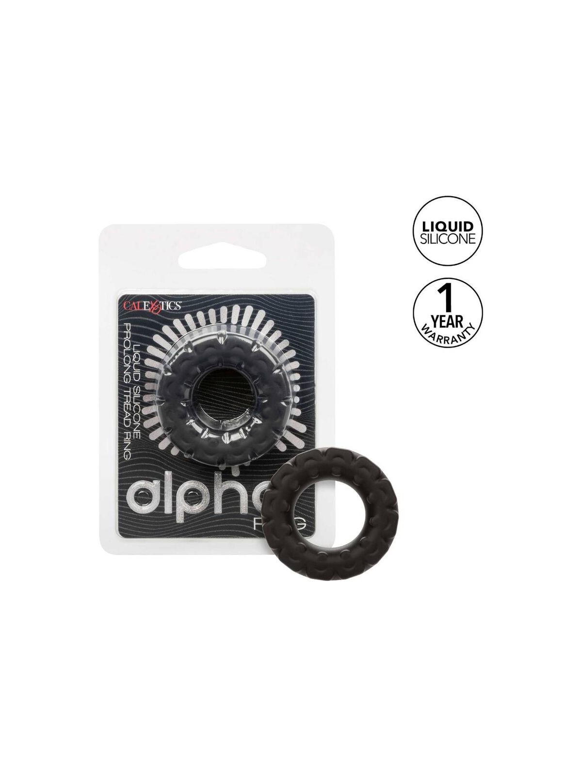 Calexotics Alpha Prolong Tread Ring - Anello Fallico in Silicone Nero