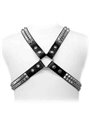 Leather Body Bdsm - Imbracatura in Pelle Nera con Borchie
