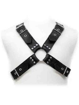 Leather Body Bdsm - Imbracatura in Pelle Nera con Fibbie per Uomo