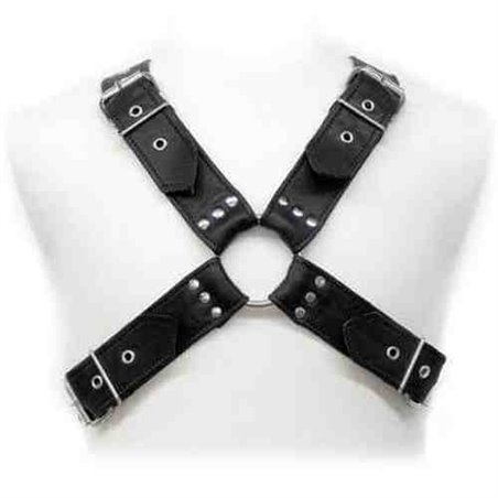 Leather Body Bdsm - Imbracatura in Pelle Nera con Fibbie per Uomo