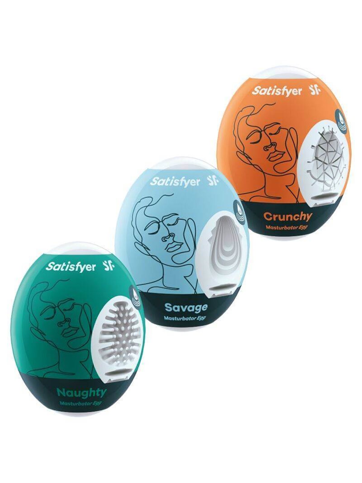 Satisfyer 3 Masturbator Eggs - Naughty, Savage & Crunchy