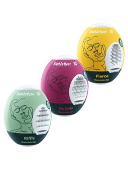 Satisfyer - 3 Masturbator Eggs Riffle, Bubble & Fierce
