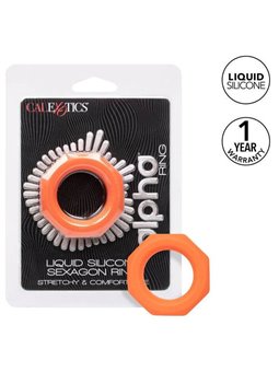 CalExotics Alpha Sexagon Ring - Anello Fallico in Silicone Liquido - Arancione