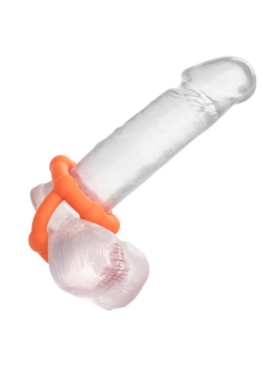 CalExotics Alpha All Star Ring - Anello Fallico Doppio in Silicone Liquido - Arancione