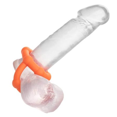 CalExotics Alpha All Star Ring - Anello Fallico Doppio in Silicone Liquido - Arancione