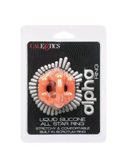 CalExotics Alpha All Star Ring - Anello Fallico Doppio in Silicone Liquido - Arancione