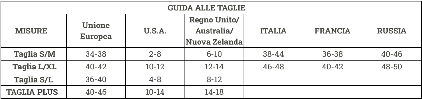 guida alle taglie